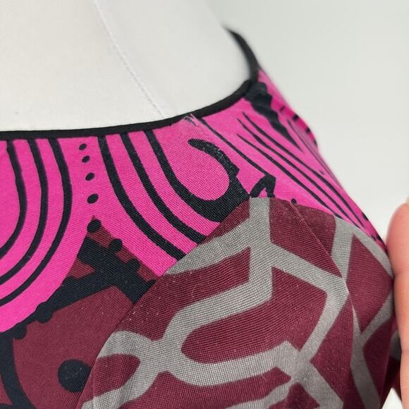 Analili Womens Long Sleeve Stretch Knit Dress Pink Wine Gray Black Medallion L - Picture 9 of 16